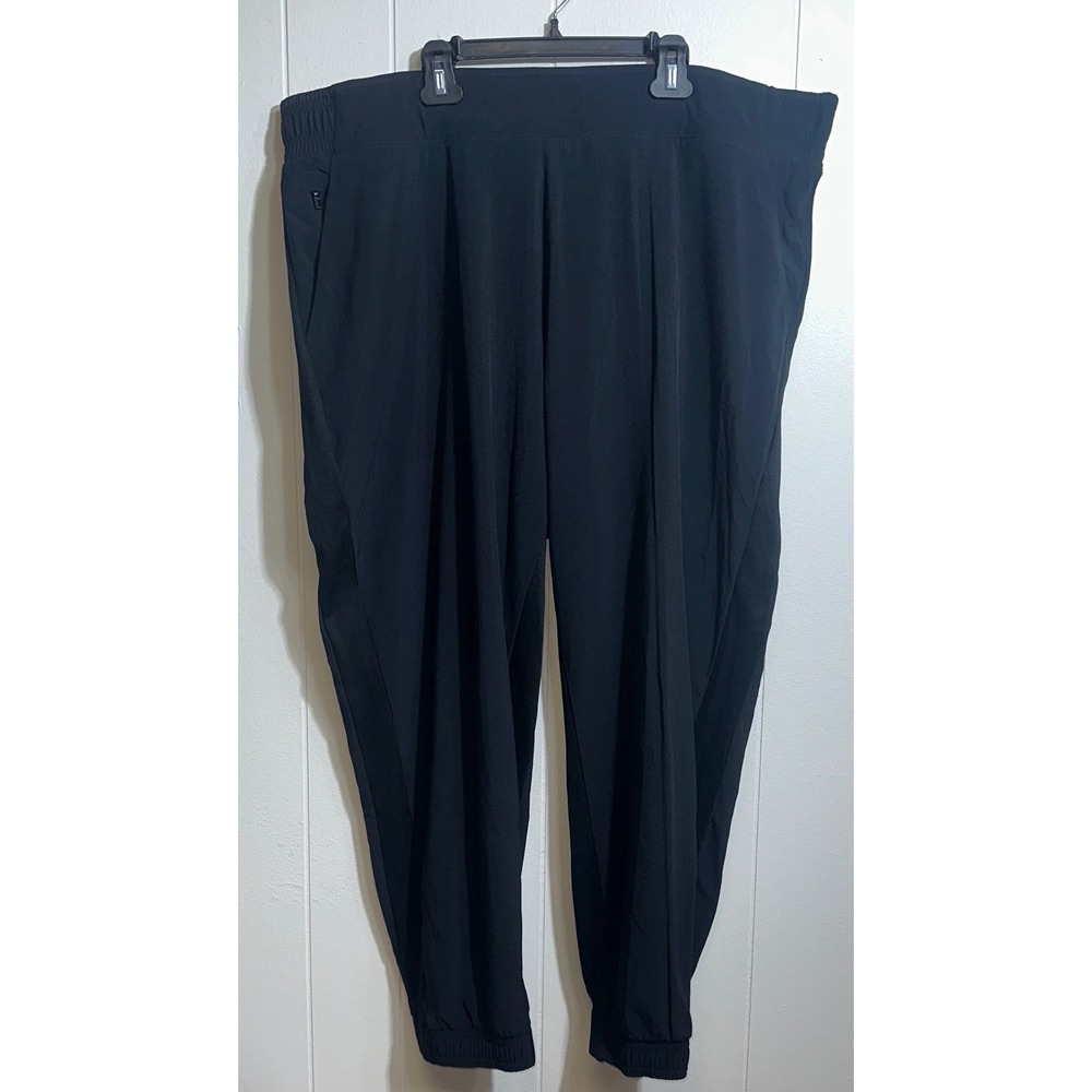 Athleta‎ Womens Black Ribbed Side Panel Jogger Pants Activewear Travel XL